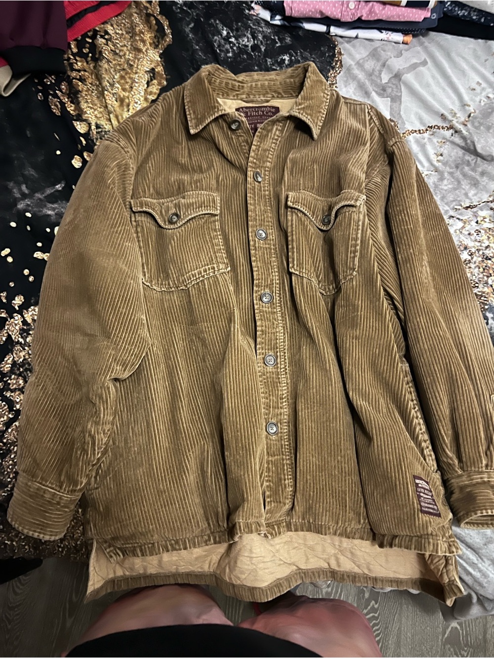 Abercrombie & Fitch Tan Corduroy Shirt Jacket